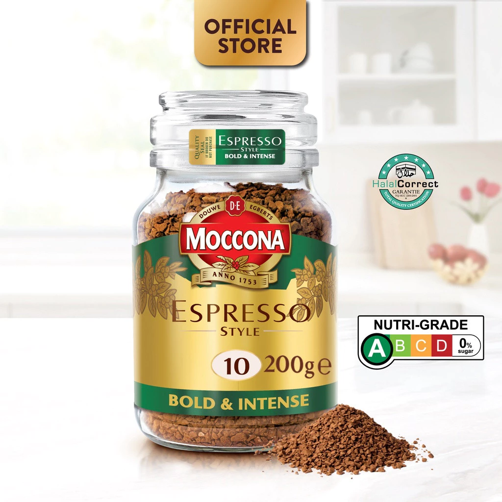 MOCCONA Espresso Style Intensity 10 Freeze Dried Instant Coffee, 200g (Expiry: Jan 2027)