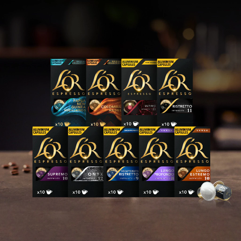 (Bundle of 4) L’OR Espresso Nespresso® Compatible Coffee Capsules, 10 capsules per pack
