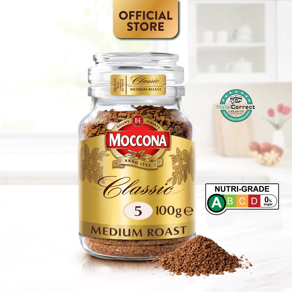 MOCCONA Classic Medium Roast Intensity 5 Freeze Dried Instant Coffee, 100g (Expiry: Feb 2027)