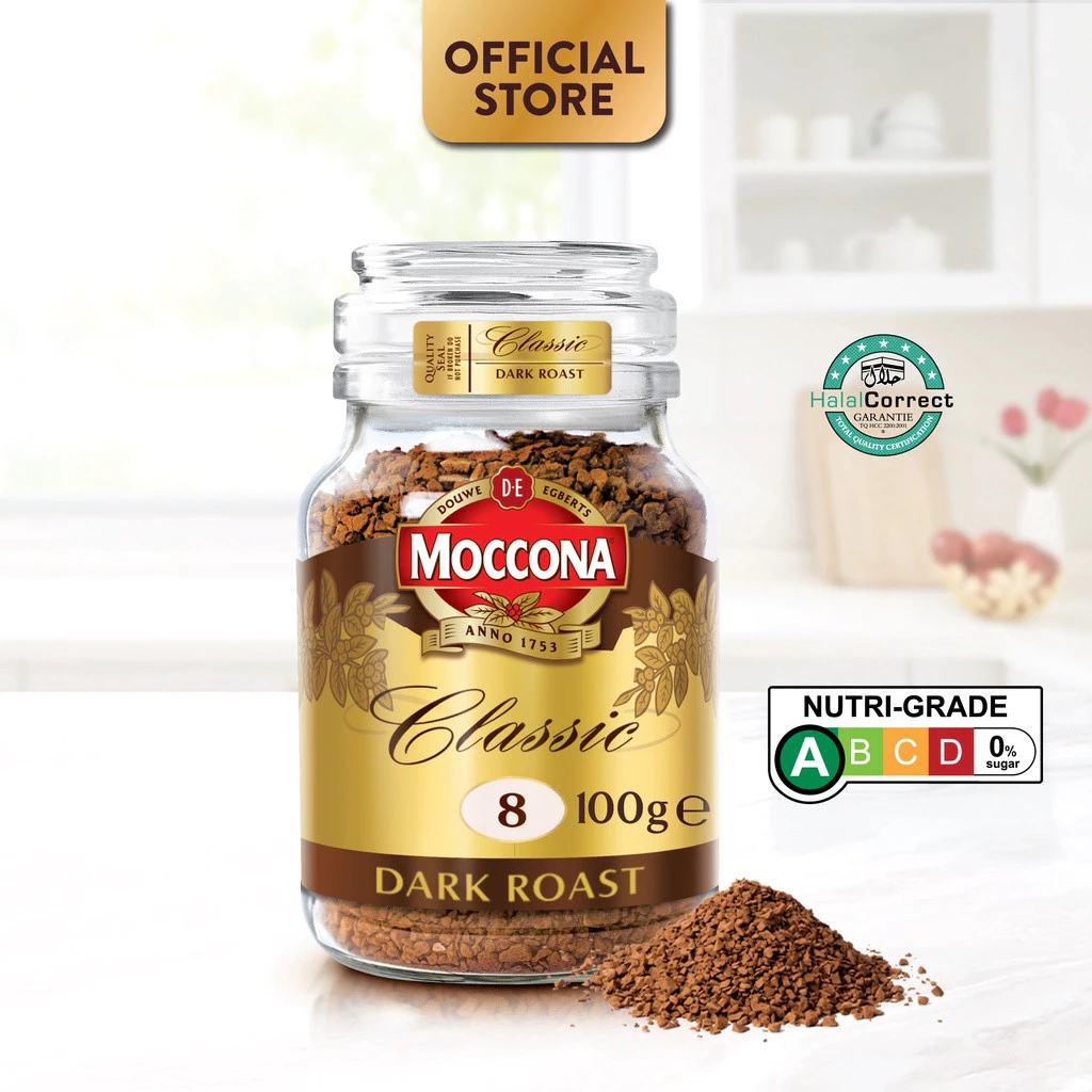 MOCCONA Classic Dark Roast Intensity 8 Freeze Dried Instant Coffee, 100g (Expiry: Jan 2027)
