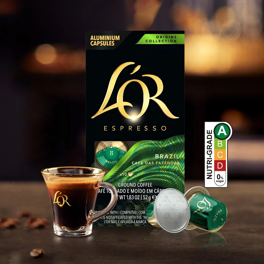 L’OR Espresso Brazil Intensity 8 Coffee Capsules- Compatible with Nespresso®* Original Coffee Machines, 10 capsules