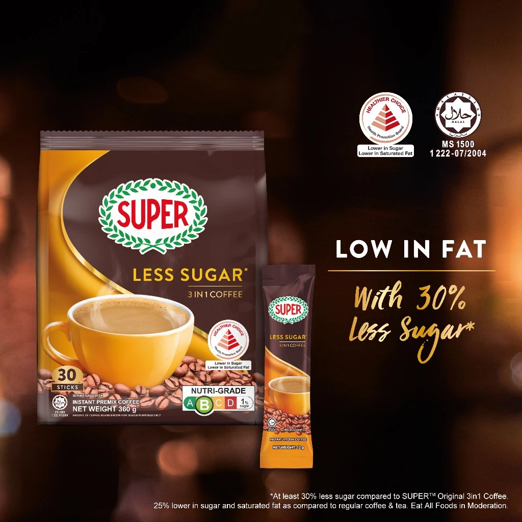 SUPER™ Less Sugar Instant 3in1 Coffee, 30 sticks (Expiry: Sept 2027) - Image 7