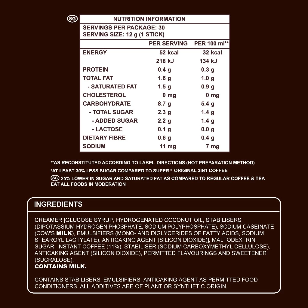 SUPER™ Less Sugar Instant 3in1 Coffee, 30 sticks (Expiry: Sept 2027) - Image 9